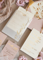 WEDDING INVITATIONS whimsical boho invites Whimsical Blush Gold Wedding Invitation with vellum etui  Garden Elegant Floral Wedding Invitation with mirror gold heart11