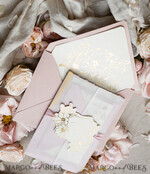 WEDDING INVITATIONS whimsical boho invites Vintage Floral Crest Monogram Blush Wedding Invitation with chiffon torn bow,  French Provence Garden Elegant Floral Wedding Invitation suite Deckled Torn edges , Elegant Toile de Jouy & Baroque Invitation set 26