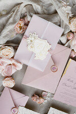 WEDDING INVITATIONS whimsical boho invites Vintage Floral Crest Monogram Blush Wedding Invitation with chiffon torn bow,  French Provence Garden Elegant Floral Wedding Invitation suite Deckled Torn edges , Elegant Toile de Jouy & Baroque Invitation set 26