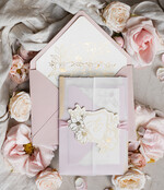 WEDDING INVITATIONS whimsical boho invites Vintage Floral Crest Monogram Blush Wedding Invitation with chiffon torn bow,  French Provence Garden Elegant Floral Wedding Invitation suite Deckled Torn edges , Elegant Toile de Jouy & Baroque Invitation set 26