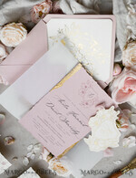 WEDDING INVITATIONS whimsical boho invites Vintage Floral Crest Monogram Blush Wedding Invitation with chiffon torn bow,  French Provence Garden Elegant Floral Wedding Invitation suite Deckled Torn edges , Elegant Toile de Jouy & Baroque Invitation set 26