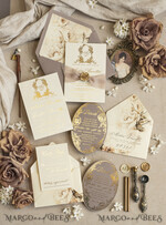 WEDDING INVITATIONS Vintage Baroque Vintage Baroque Wedding Invitation suite  Beige Golden Fine art Roses Wedding Invitations with rsvp Victorian wedding crest Chinoiserie Invites Royal Ornamental frame23