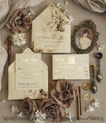 WEDDING INVITATIONS Vintage Baroque Vintage Baroque Wedding Invitation suite  Beige Golden Fine art Roses Wedding Invitations with rsvp Victorian wedding crest Chinoiserie Invites Royal Ornamental frame23