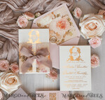 WEDDING INVITATIONS Vintage Baroque Vintage Baroque Wedding Invitation suite  Beige Golden Fine art Roses Wedding Invitations with rsvp Victorian wedding crest Chinoiserie Invites Royal Ornamental frame23