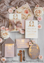 WEDDING INVITATIONS Vintage Baroque Vintage Baroque Wedding Invitation suite  Beige Golden Fine art Roses Wedding Invitations with rsvp Victorian wedding crest Chinoiserie Invites Royal Ornamental frame23