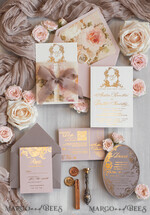 WEDDING INVITATIONS Vintage Baroque Vintage Baroque Wedding Invitation suite  Beige Golden Fine art Roses Wedding Invitations with rsvp Victorian wedding crest Chinoiserie Invites Royal Ornamental frame23