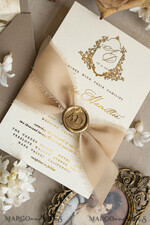 WEDDING INVITATIONS Vintage Baroque Vintage Baroque Wedding Invitation suite  Beige Golden Fine art Roses Wedding Invitations with rsvp Victorian wedding crest Chinoiserie Invites Royal Ornamental frame25