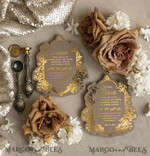 WEDDING INVITATIONS Vintage Baroque Vintage Baroque Wedding Invitation suite  Beige Golden Fine art Roses Wedding Invitations with rsvp Victorian wedding crest Chinoiserie Invites Royal Ornamental frame25
