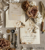 WEDDING INVITATIONS Vintage Baroque Vintage Baroque Wedding Invitation suite  Beige Golden Fine art Roses Wedding Invitations with rsvp Victorian wedding crest Chinoiserie Invites Royal Ornamental frame25