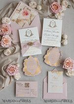 WEDDING INVITATIONS Vintage Baroque Vintage Baroque Wedding Invitation suite  Beige Golden Fine art Roses Wedding Invitations with rsvp Victorian wedding crest Chinoiserie Invites Royal Ornamental frame15
