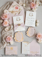 WEDDING INVITATIONS Vintage Baroque Vintage Baroque Wedding Invitation suite  Beige Golden Fine art Roses Wedding Invitations with rsvp Victorian wedding crest Chinoiserie Invites Royal Ornamental frame15