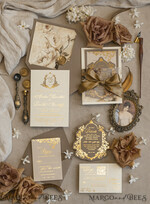 WEDDING INVITATIONS Vintage Baroque Vintage Baroque Wedding Invitation suite  Beige Golden Fine art Roses Wedding Invitations with rsvp Victorian wedding crest Chinoiserie Invites Royal Ornamental frame31