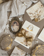 WEDDING INVITATIONS Vintage Baroque Vintage Baroque Wedding Invitation suite  Beige Golden Fine art Roses Wedding Invitations with rsvp Victorian wedding crest Chinoiserie Invites Royal Ornamental frame31