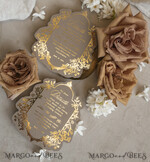 WEDDING INVITATIONS Vintage Baroque Vintage Baroque Wedding Invitation suite  Beige Golden Fine art Roses Wedding Invitations with rsvp Victorian wedding crest Chinoiserie Invites Royal Ornamental frame31
