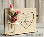 Geschenke zum Muttertag Grußkarten für Mama Geschenkidee zum Muttertag Holz-Statuette mit Widmung & Trockenblumen – Muttertagskarte mit Herz3