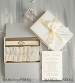 BRIDE bolero, robes, garter Geschenkidee für die Braut Strumpfband Strumpfband Ecru mit Personalisierung – Geschenkset für die Braut – Etwas Blaues zur Hochzeit5