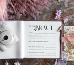 BRIDAL SHOWER INVITATIONS JGA geschenk braut JGA Gästebuch für die Braut – Velour-Buch mit Schleife & Fragen an Freundinnen – personalisiert6