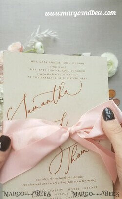 HOCHZEITS EINLADUNGEN blumig / Boho / Aquarell Hochzeitseinladungset elegant mit kalligraphischem Druck floralen pastellpfirsich37