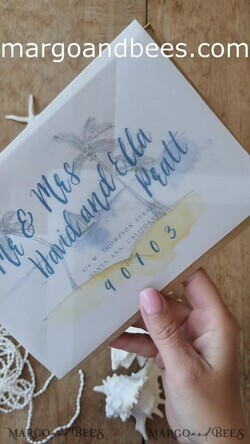 WEDDING INVITATIONS passport to love/ beach wedding invites  Beach Wedding invitations Starfish Wedding Invites Tropical wedding Cards with twine Vellum envelope19