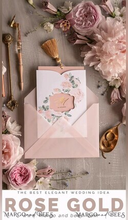 WEDDING INVITATIONS gold / rose gold / silver / glitter Glamour Golden Shine Wedding Invitation Suite, Romantic Blush Pink Wedding Invitations, Luxury Arabic Wedding Cards With Gold Tassel, Elegant Floral Wedding Invites14