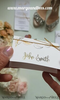 PLACE CARDS / TABLE CARDS Luxury Premium Glitter/ Gold/ Silver/ Rose Gold Elegant Gold Foil Wedding Place Cards, White Wedding Escort Card with Gold Twine ,Romantic Place Cards, Table Name Cards, Modern Wedding Decoration2