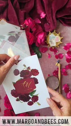 WEDDING INVITATIONS gold / rose gold / silver / glitter Luxury Arabic Wedding Invitation Suite, Golden Shine Wedding Invitations, Glamour Burgundy Indian Wedding Cards, Floral Pocket Wedding Invites With Gold Tassel4