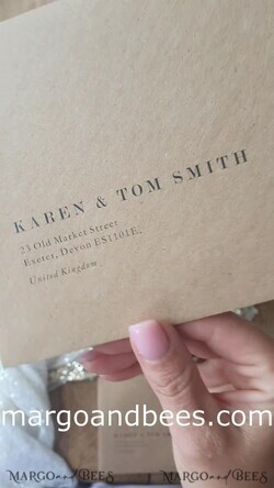 HOCHZEITS EINLADUNGEN rustikal / Landhausstil / Shabby Chic Hochzeitseinladungen individuelle umweltfreundliche Kraft-Papeterie, Hochzeitseinladungen mit Wachssiegel und handgemachtem Umschlag, Rustikale Einladungen13