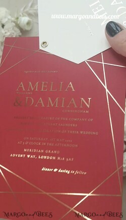 WEDDING INVITATIONS gold / rose gold / silver / glitter Elegant Geometric Wedding Invites, Glamour Golden Shine Wedding Invitations, Luxury Burgundy Indian Wedding Cards, Modern Wedding Invitation Suite7