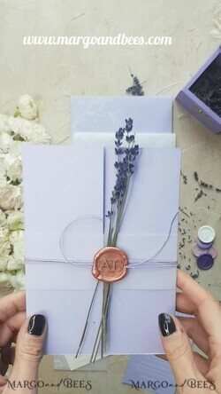 WEDDING INVITATIONS Modern Invites Floral Cards Delicate Lilac Wedding Invitations, Elegant Wedding Invites With Lavender, Minimalistic Purple Wedding Cards, Handmade Wedding Invitation Suite8