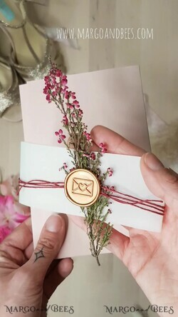 HOCHZEITS EINLADUNGEN Moderne Einladungen Florale Karten Romantische Hochzeitskarten in Blush Pink, elegante Hochzeits Einladung Suite mit Heidekraut, zarte Vellum Hochzeitskarten, minimalistische Hochzeitseinladungen6
