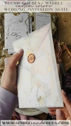 WEDDING INVITATIONS gold / rose gold / silver / glitter Luxury Gold Marble Wedding Invitations, Glamour Golden Shine Wedding Invites, Romantic Blush Pink Wedding Cards, Elegant Gold Foil Wedding Invitation Suite35