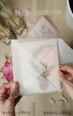HOCHZEITS EINLADUNGEN Moderne Einladungen Florale Karten Boho Blush Pink Hochzeitskarten, Bohemian Pampasgras Hochzeitskarten, modernes Hochzeitsinvitation Set, modernes minimalistische Stationery9