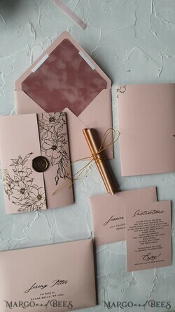 WEDDING INVITATIONS gold / rose gold / silver / glitter Luxury Velvet Wedding Invitations, Elegant Plexi Acrylic Wedding Invites, Glamour Blush Pink Wedding Cards, Golden Shine Wedding Invitation Suite7
