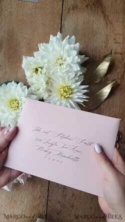 HOCHZEITS EINLADUNGEN Elegante Einladungen Klassische Karten Maßgeschneiderte pinke Hochzeitseinladungen, elegante Fine-Art-Hochzeitseinladungen, Vintage-Blush-Pink-Einladungsset, minimalistische Hochzeitsstationery.8