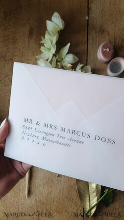 WEDDING INVITATIONS Elegant Invites Classic Cards Elegant Blush Pink Wedding Invitation set, Fine Art Wedding Stationery Vintage Landscape, Minimalistic wedding invites, bespoke stationary17