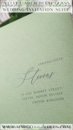 WEDDING INVITATIONS gold / rose gold / silver / glitter Arch Olive Wedding invitations cards, Luxury acrylic Tuscany Wedding Invitations, olive green Wedding Invitation Suite 4