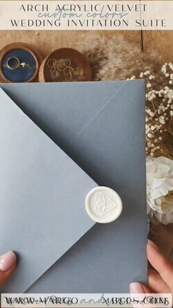 WEDDING INVITATIONS Elegant Invites Classic Cards Luxury Arch Acrylic Wedding Invitations, Velvet Pocket Navy blue Modern Wedding Cards, light blue Modern Invites, minimalistic Plexi Wedding Invitation Suite7