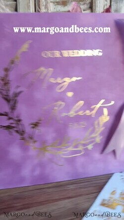 WEDDING GUEST BOOKS Velvet Instax Guestbook Boho Lilac Instax velvet Wedding GuestBook Gold, Large Instant Wedding Guest Book, Polaroid velvet Guestbook Lilac Golden wedding11