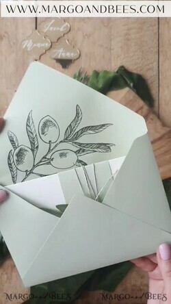 WEDDING INVITATIONS Modern Invites Floral Cards Natural Olives Wedding invitations, Elegant Simple wedding invitation Suite, Greek Wedding Stationery, Natural Olives Luxury wedding Invites  wax copper9