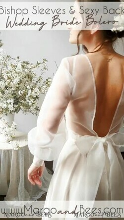 BRIDE bolero, robes, garter WEDDING BOLERO & SHRUGS Wedding Bolero Long Sleeve, Puff Sleeve Mesh Shrug,  Wedding Shrug bishop sleeve Women, Bridal Puff  Sleeve Coverup, Blouse for Bride,  Bridal Capelet, Wedding Dress Topper9