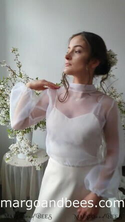 BRIDE bolero, robes, garter WEDDING BOLERO & SHRUGS Wedding Bolero Long Sleeve, Wedding Puff Sleeve Mesh Shrug, Bridal puff sleeved wedding Coverup, Blouse for Bride,  Bridal Blouse Shrug8