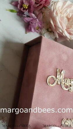 RING BEARER BOXES & PILLOWS Velvet ring box for wedding ceremony Ring Box for Wedding Ceremony 3 rings, Blush Pink Golden velvet Wedding Ring Box for ceremony, Boho Glam Wedding Ring Boxes his hers, Luxury Velvet Ring box double Custom Colors8