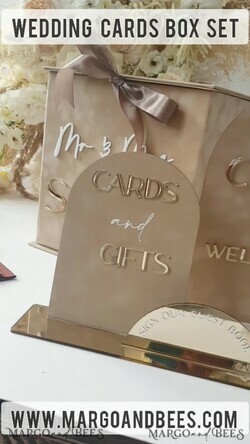 TISCHDEKORATIONSCHILDER   Gästebuch & Karten Geschenke Schilder Goldene Acryl Geschenke & Karten Schilder mit Ständer, Beige Samt und goldenes Gästebuch Schild, Goldene Plexi Geschenke & Karten Schilder, Luxuriöse Hochzeits Gästebuch Dekor Centerpieces7