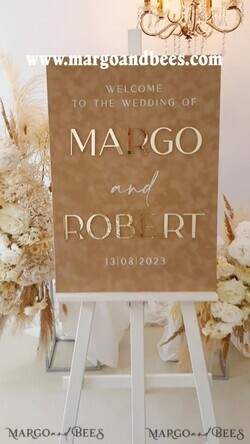 TISCHPLÄNE UND WILLKOMMENSCHILDER FÜR HOCHZEITEN Plexi Gold / Samt Luxuriöses samtbeiges Hochzeitswillkommensschild, goldene Hochzeitsdekoration, personalisiertes Hochzeitsschild, Hochzeitsgeschenk, Willkommen Hochzeitstafel BpPXSet8