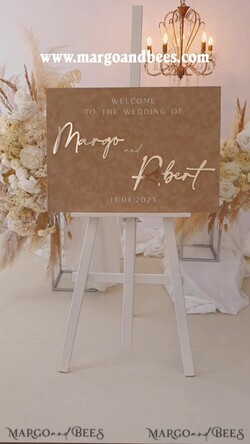 TISCHPLÄNE UND WILLKOMMENSCHILDER FÜR HOCHZEITEN Plexi Gold / Samt Luxus Velours beige Hochzeits Willkommensschild, goldene Hochzeitsdekoration, personalisiertes Hochzeitsschild, Hochzeitsgeschenk, Willkommen Hochzeitsboard BpPXSet10