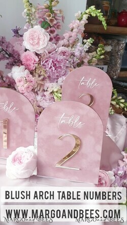TABLE DECOR SIGNS Velvet table Numbers and Decor Arch Table Number, Luxury Blush Pink Velvet Arched Table numbers with acrylic stand, blush pink and Gold Wedding Table Decor, 3D Golden Letters, Wedding signage12