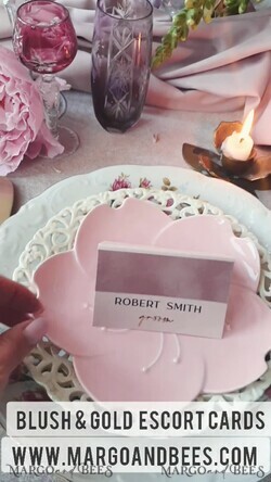 PLACE CARDS / TABLE CARDS Luxury Premium Glitter/ Gold/ Silver/ Rose Gold Elegant Blush Pink Velvet Place Cards, Blush Pink Luxurious Seating Cards with real gold foil printout, Romantic Escort Cards for Your Wedding Tables2