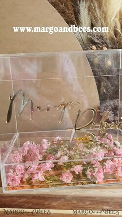 CARD BOXES acrylic Cards box Modern Clear wedding wishing well acrylic money gift card box with shelf for flowers, Personalized Wedding Card Box, Acrylic Card Box, Wedding Card Box with Lid, Wedding Money Box, Wedding Card Box10