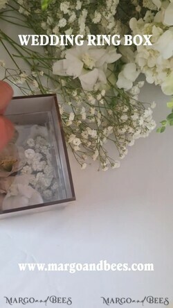 RING BEARER BOXES & PILLOWS Clear Gold Acrylic Ring Box Ring Box for Wedding Ceremony 3 rings, mirror Acrylic Golden Wedding Ring Box for ceremony, Boho Glam Wedding Ring Boxes, Luxury Acrylic Gold Ring box double Custom Colors15