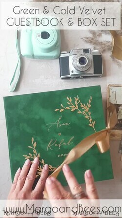 WEDDING GUEST BOOKS Velvet Instax Guestbook Boho green Pink Instax velvet Wedding GuestBook Gold, Velvet photo box Instant Wedding Guest Book, Polaroid velvet Guestbook Pink photo box Golden wedding17